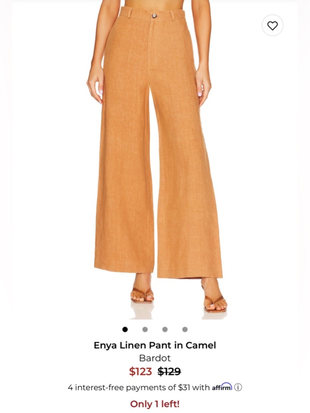 Bardot Enya Linen Pant in Camel